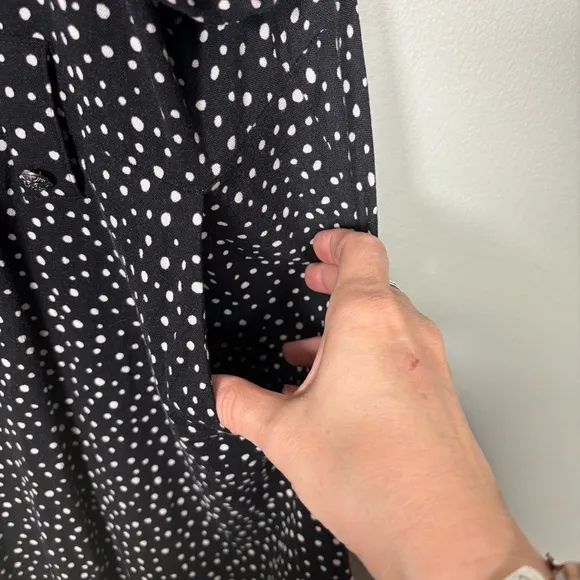 Torrid Mini Rayon Slub Front Collared Dress Patience Dots-Black/White-Women 1X