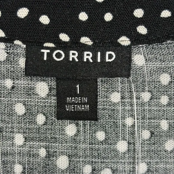 Torrid Mini Rayon Slub Front Collared Dress Patience Dots-Black/White-Women 1X