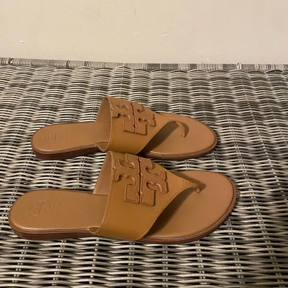 Tory Burch cognac leather  sandal worn 1x excellent