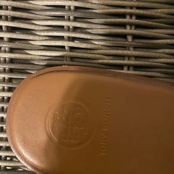 Tory Burch cognac leather  sandal worn 1x excellent