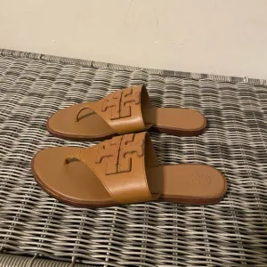 Tory Burch cognac leather  sandal worn 1x excellent