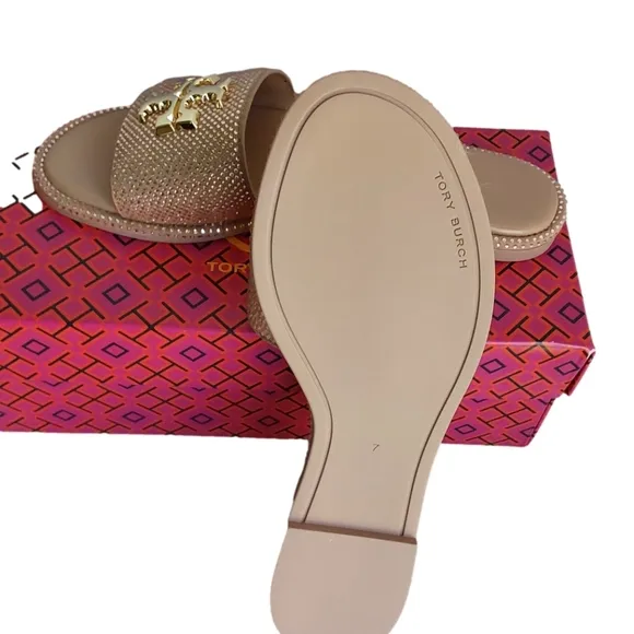 Tory Burch Gold Malva Crystal Women's Slide Sandals