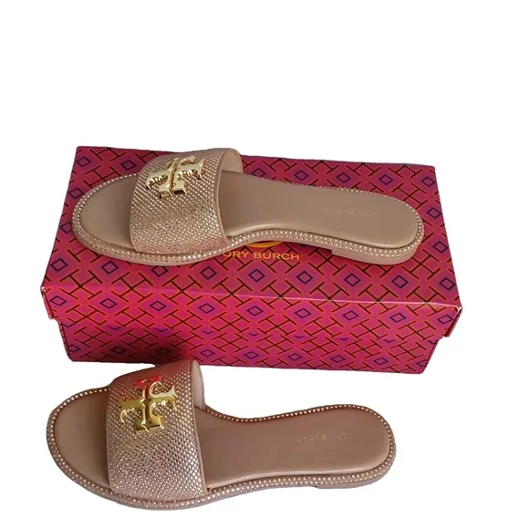 Tory Burch Gold Malva Crystal Women's Slide Sandals