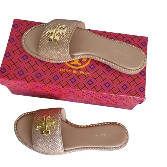 Tory Burch Gold Malva Crystal Women's Slide Sandals