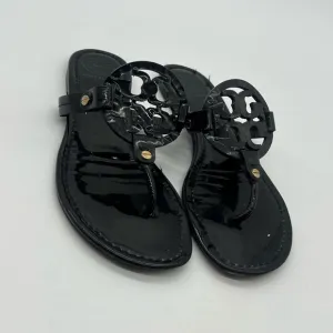 Tory Burch Miller Women’s Size 8.5M Black Patent Leather Casual Thong Sandal.
