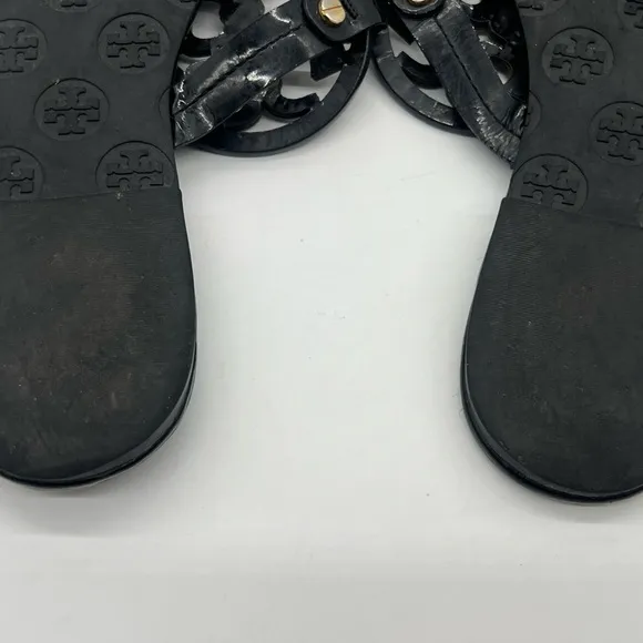 Tory Burch Miller Women’s Size 8.5M Black Patent Leather Casual Thong Sandal.