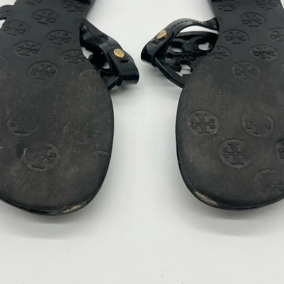 Tory Burch Miller Women’s Size 8.5M Black Patent Leather Casual Thong Sandal.