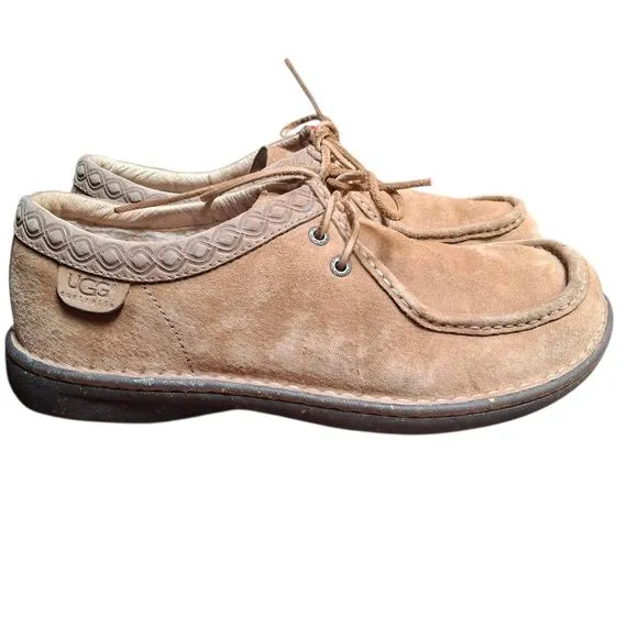 UGG Hermosa Men's Suede Moc Toe Shoes | Size 11 | Tan Leather Trim | Casual Comf