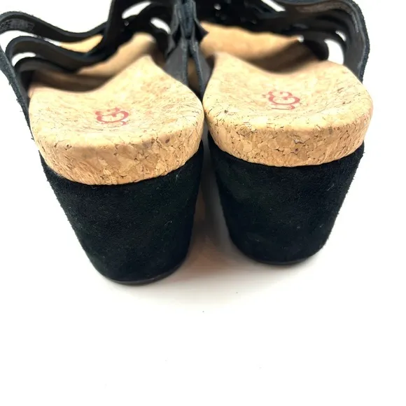 UGG Lilah Black Suede Wedge Slide Sandals size 8