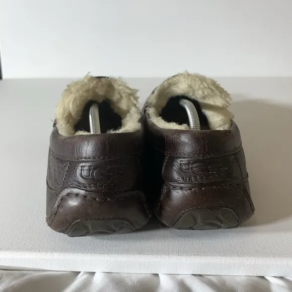 Ugg Slippers Mens 13 Ascot Leather Dark Spice 5379 Sherpa Casual