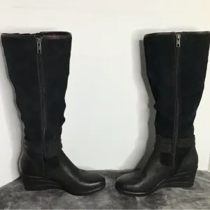 UGG Womens Black Side Full Zip Suede Round Toe Mid Calf Boots Size US 6