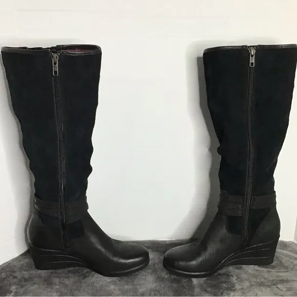 UGG Womens Black Side Full Zip Suede Round Toe Mid Calf Boots Size US 6