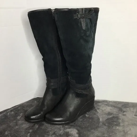 UGG Womens Black Side Full Zip Suede Round Toe Mid Calf Boots Size US 6