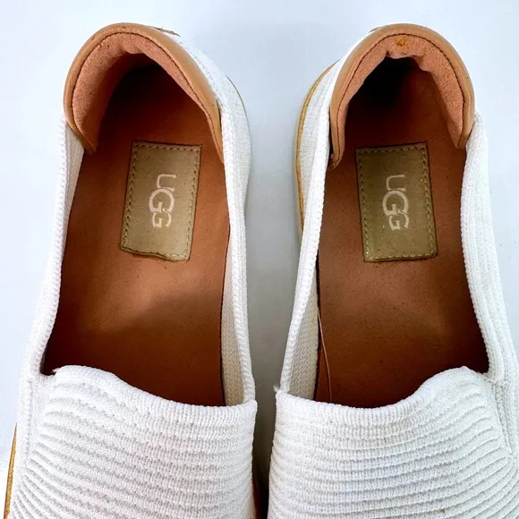 UGG Womens Sammy Breeze Off-White Knit California Poppy Slip On Shoes Sz 9