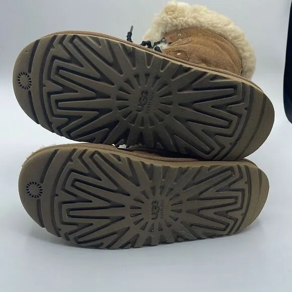 UGG Australia Girls Sheepskin Winter Boots Leather S/N 3285 Brown Size 5