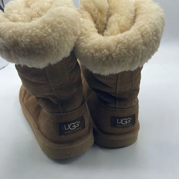 UGG Australia Girls Sheepskin Winter Boots Leather S/N 3285 Brown Size 5
