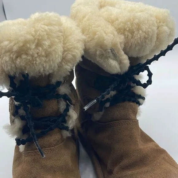 UGG Australia Girls Sheepskin Winter Boots Leather S/N 3285 Brown Size 5