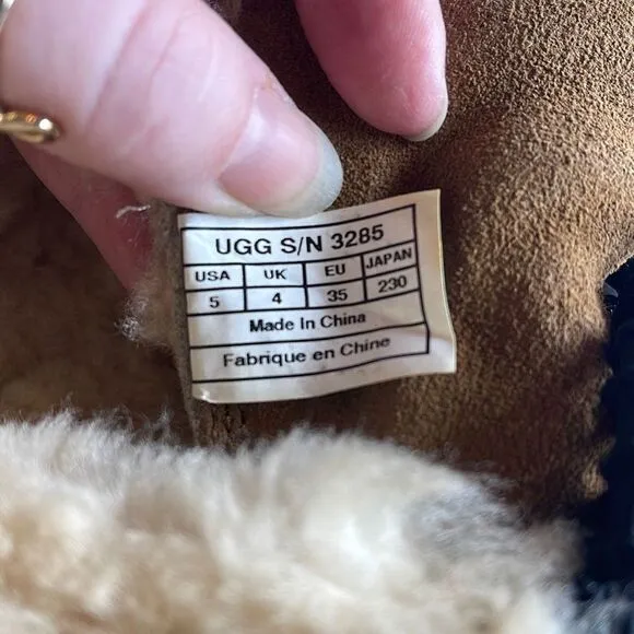 UGG Australia Girls Sheepskin Winter Boots Leather S/N 3285 Brown Size 5
