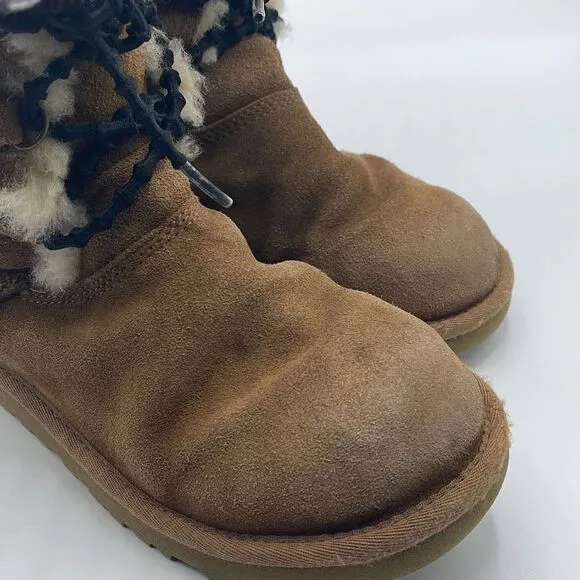 UGG Australia Girls Sheepskin Winter Boots Leather S/N 3285 Brown Size 5
