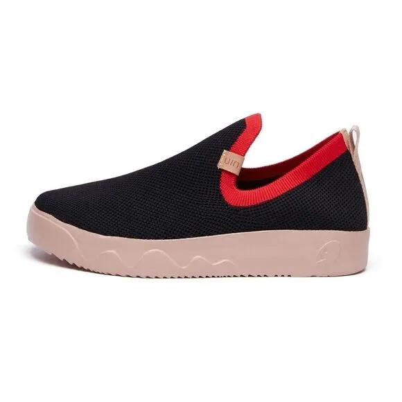 UIN Women's Shoes Slip On Knitted Comfort Sneaker(Fuerteventura- charcoal Black)