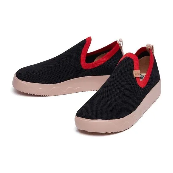 UIN Women's Shoes Slip On Knitted Comfort Sneaker(Fuerteventura- charcoal Black)