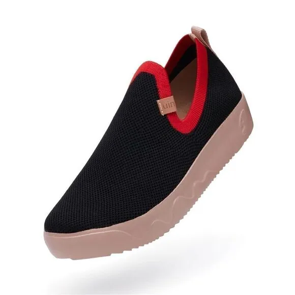 UIN Women's Shoes Slip On Knitted Comfort Sneaker(Fuerteventura- charcoal Black)