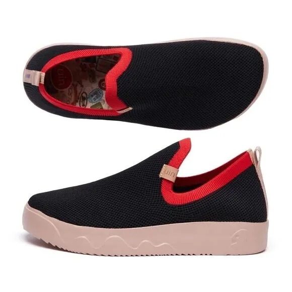 UIN Women's Shoes Slip On Knitted Comfort Sneaker(Fuerteventura- charcoal Black)