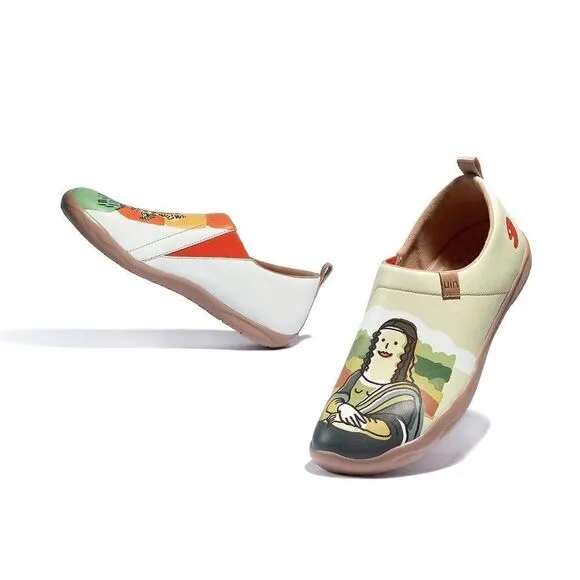 UIN Women's Walking Travel Shoes Slip On Casual Loafers (Van Gogh &amp; Mona Lisa)