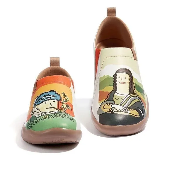 UIN Women's Walking Travel Shoes Slip On Casual Loafers (Van Gogh &amp; Mona Lisa)