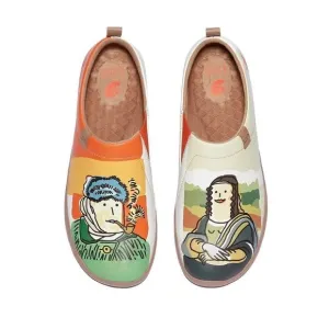 UIN Women's Walking Travel Shoes Slip On Casual Loafers (Van Gogh &amp; Mona Lisa)
