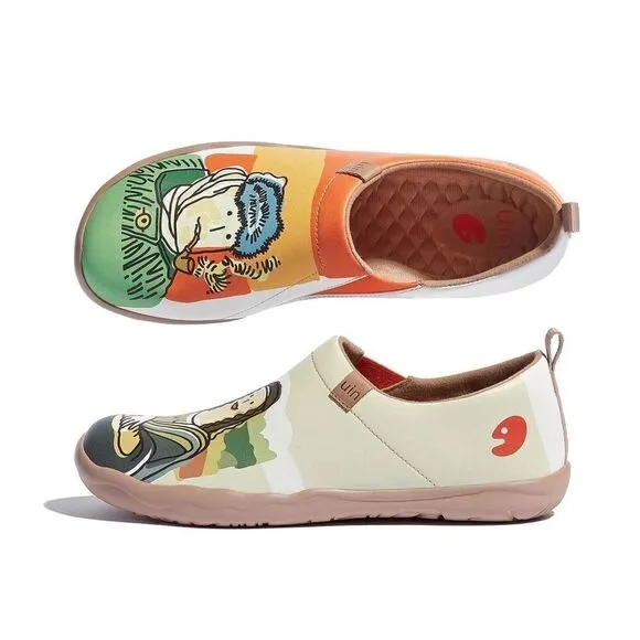 UIN Women's Walking Travel Shoes Slip On Casual Loafers (Van Gogh &amp; Mona Lisa)