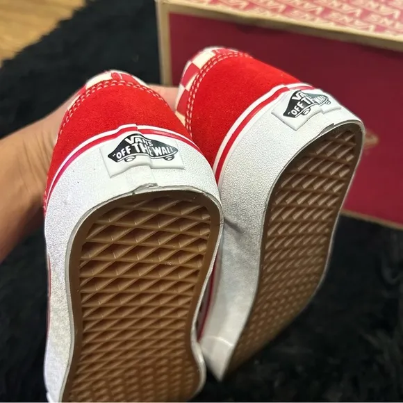 VANS old skool checkerboard red suede lace up shoes sneakers women’s 8.5 new