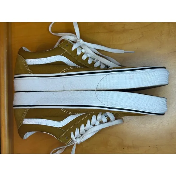 Vans Old Skool Suede Sneakers Casual Skate Shoes Brown White Size 9.5