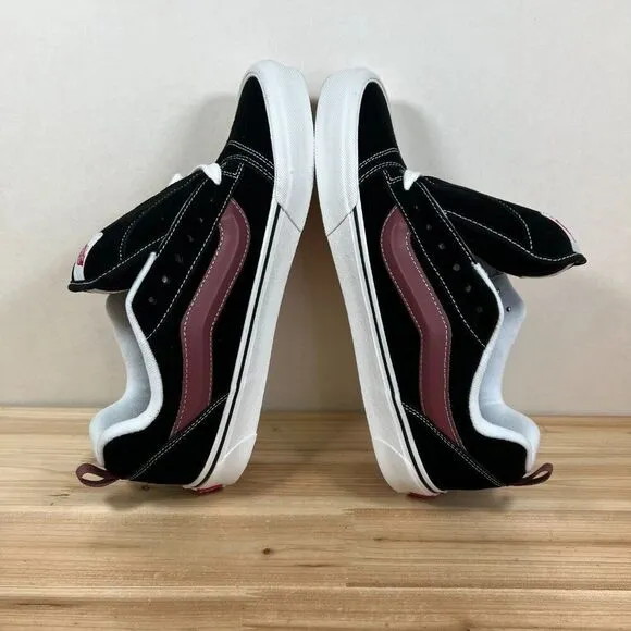 Vans Knu Skool casual skate shoes fat tongue Mens 12 Black Maroon NEW
