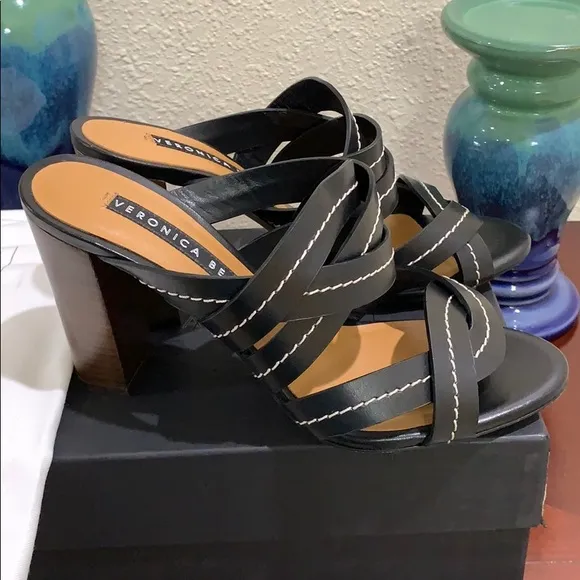 Veronica Beard Macey Vachetta Stitch Sandals Sz 39
