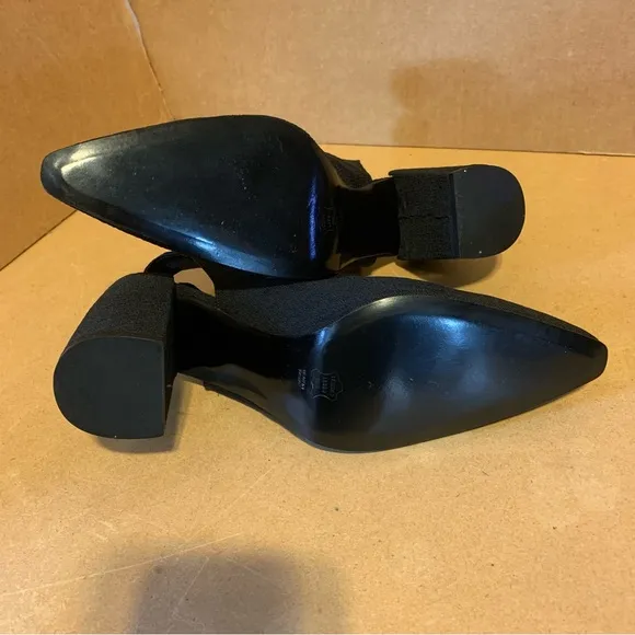 VINTAGE 1990'S/Y2K ROBERT CLERGERIE &quot;YOLE&quot;  LEATHER &amp; FABRIC SLINGBACK HEELS (7)