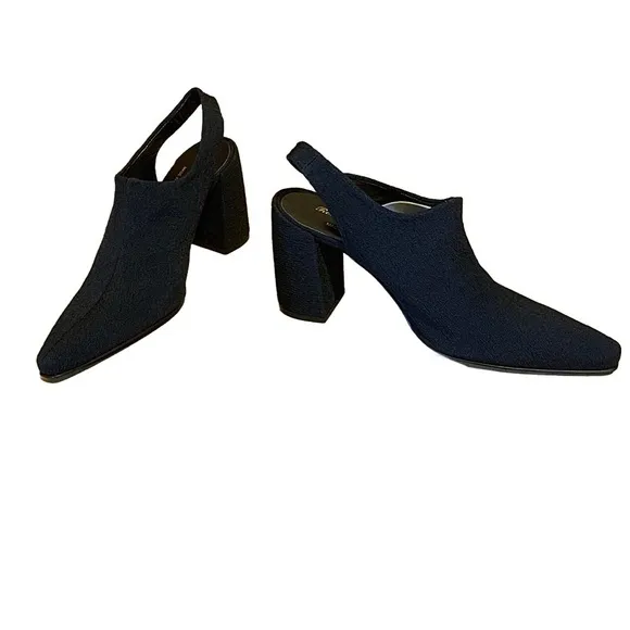 VINTAGE 1990'S/Y2K ROBERT CLERGERIE &quot;YOLE&quot;  LEATHER &amp; FABRIC SLINGBACK HEELS (7)