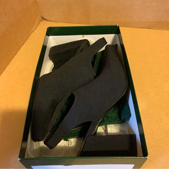 VINTAGE 1990'S/Y2K ROBERT CLERGERIE &quot;YOLE&quot;  LEATHER &amp; FABRIC SLINGBACK HEELS (7)