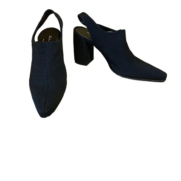 VINTAGE 1990'S/Y2K ROBERT CLERGERIE &quot;YOLE&quot;  LEATHER &amp; FABRIC SLINGBACK HEELS (7)