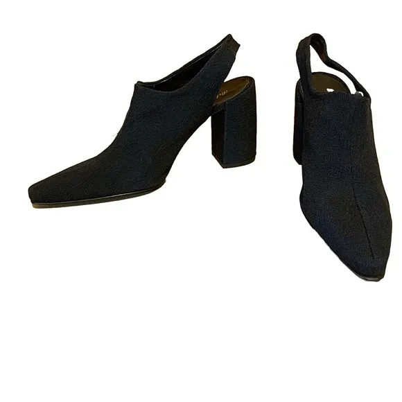 VINTAGE 1990'S/Y2K ROBERT CLERGERIE &quot;YOLE&quot;  LEATHER &amp; FABRIC SLINGBACK HEELS (7)