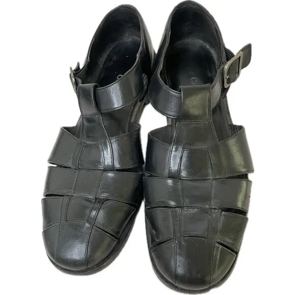 Vintage Cole Haan Men’s Leather Fisherman Country Dad Sandals Black 10.5 D