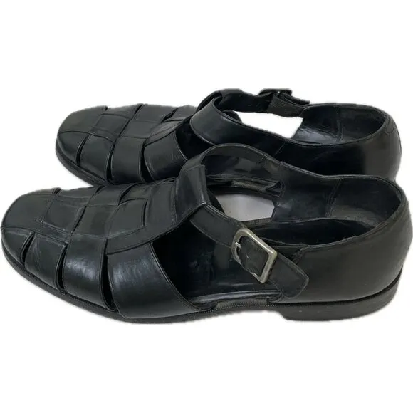 Vintage Cole Haan Men’s Leather Fisherman Country Dad Sandals Black 10.5 D