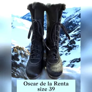 Vintage Oscar de la Renta Llama Hair Ski Boots, 8.5
