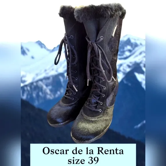 Vintage Oscar de la Renta Llama Hair Ski Boots, 8.5