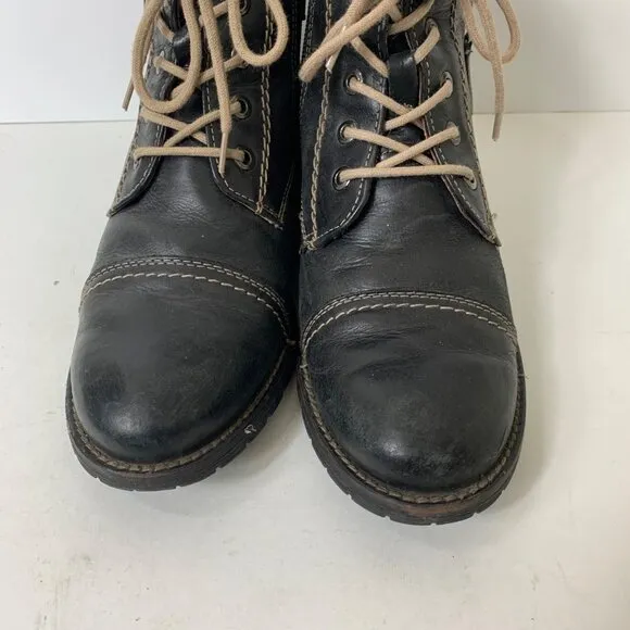 Vintage Salamander Women’s Black Faux Shearling Double Zip Ankle Boots - Size 7