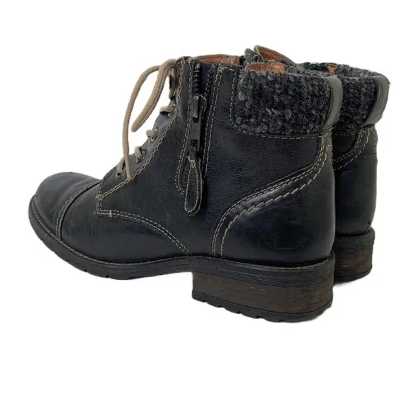 Vintage Salamander Women’s Black Faux Shearling Double Zip Ankle Boots - Size 7