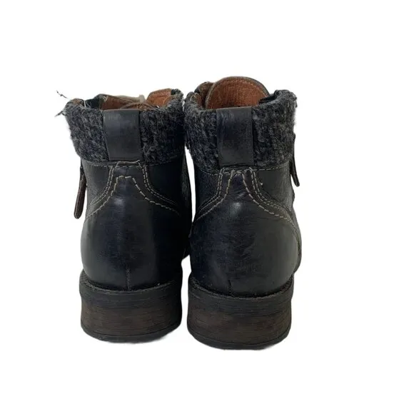 Vintage Salamander Women’s Black Faux Shearling Double Zip Ankle Boots - Size 7