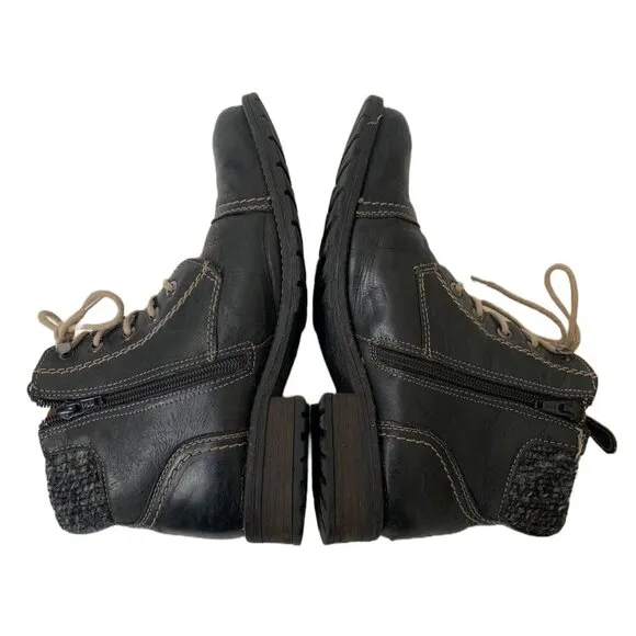 Vintage Salamander Women’s Black Faux Shearling Double Zip Ankle Boots - Size 7