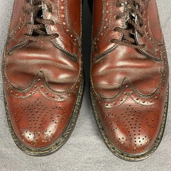 Vintage Stuart Holmes Men's US 7.5 Burgundy Leather Lace Up Brogue Dress Shoes