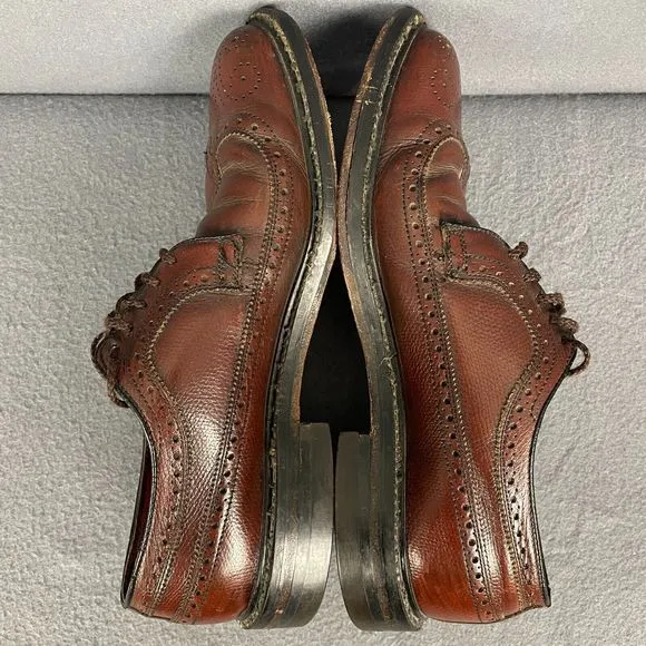 Vintage Stuart Holmes Men's US 7.5 Burgundy Leather Lace Up Brogue Dress Shoes